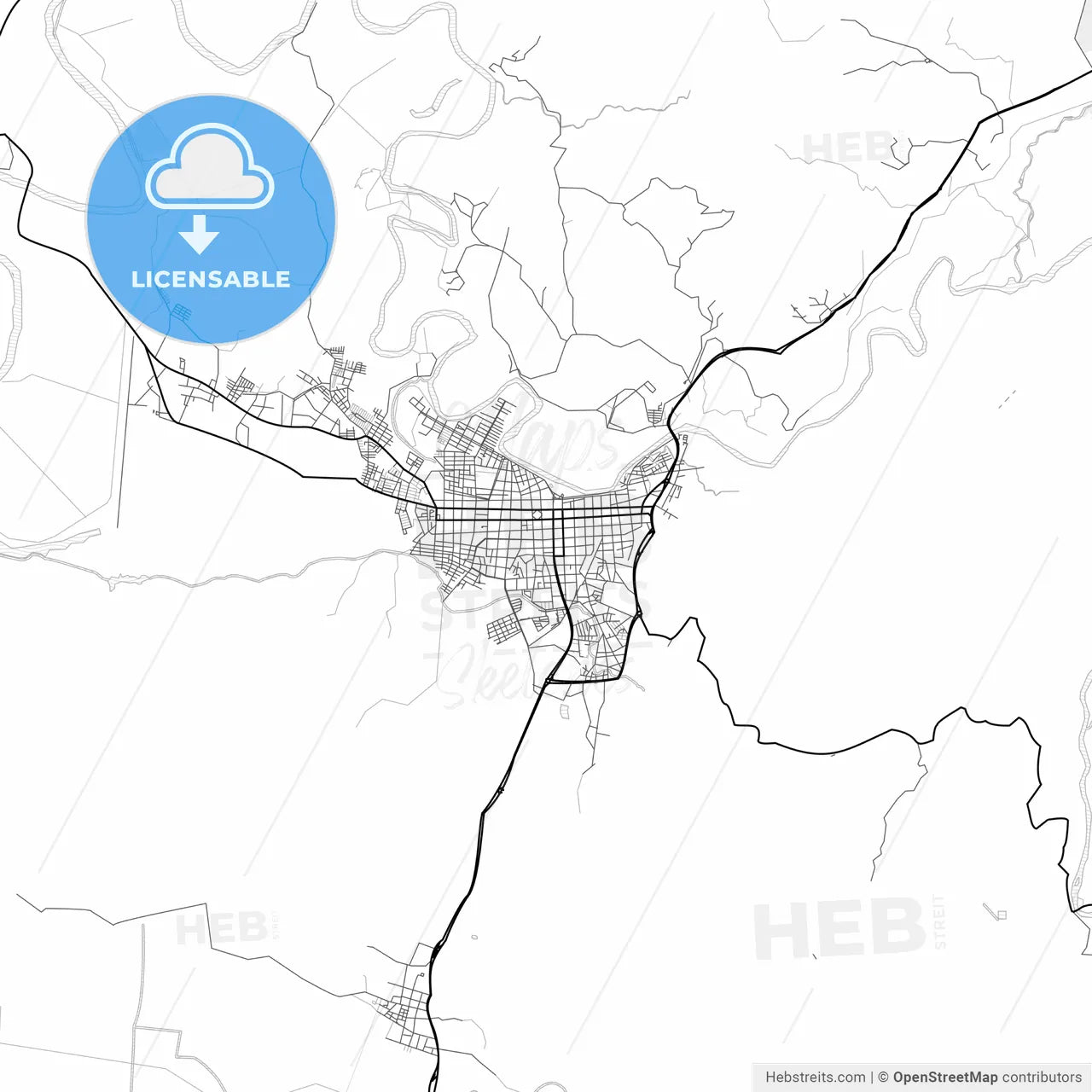 Vector PDF map of Cartago, Colombia