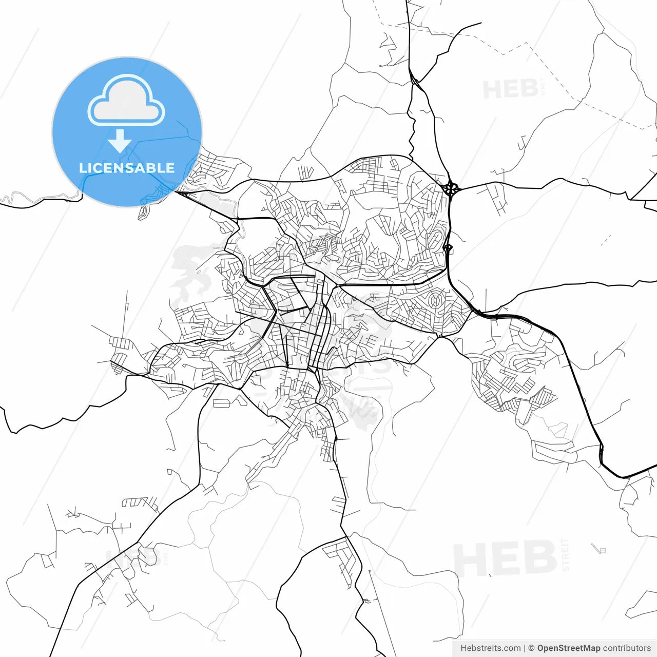 Vector PDF map of Barbacena, Brazil