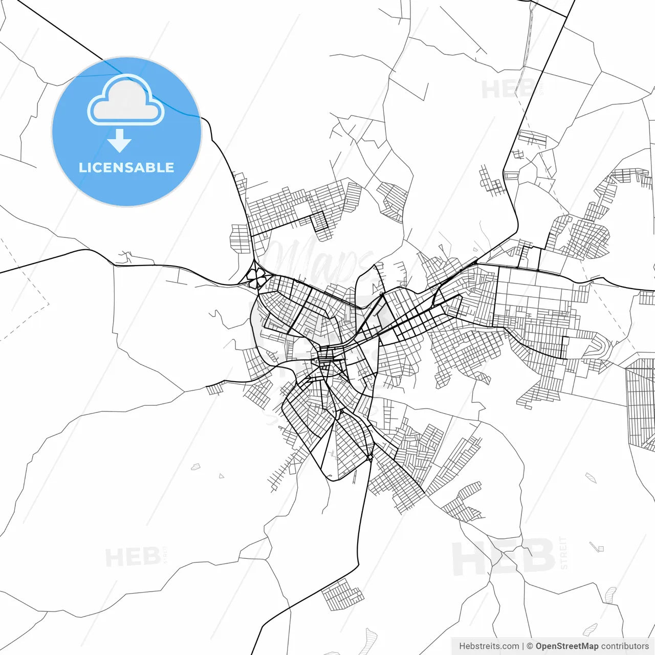 Vector PDF map of Garanhuns, Brazil