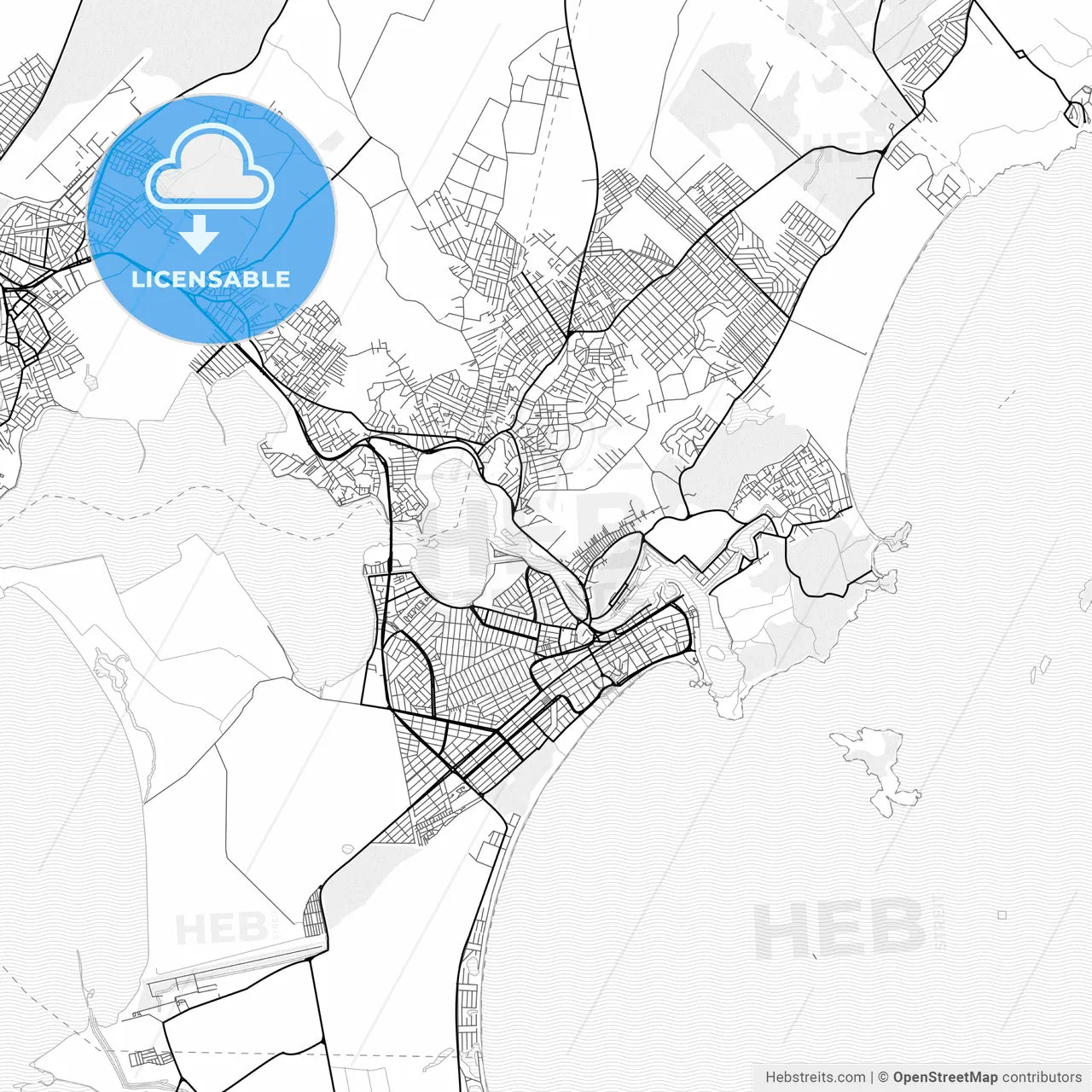 Vector PDF map of Cabo Frio, Brazil