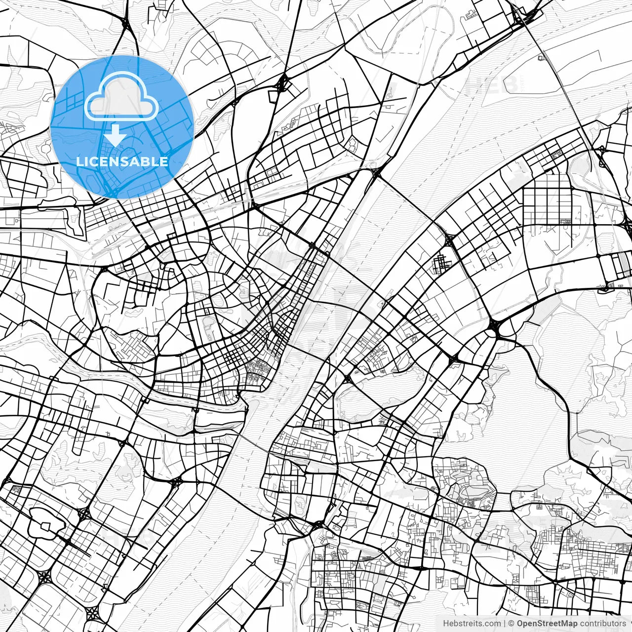 Vector PDF map of Wuhan, China