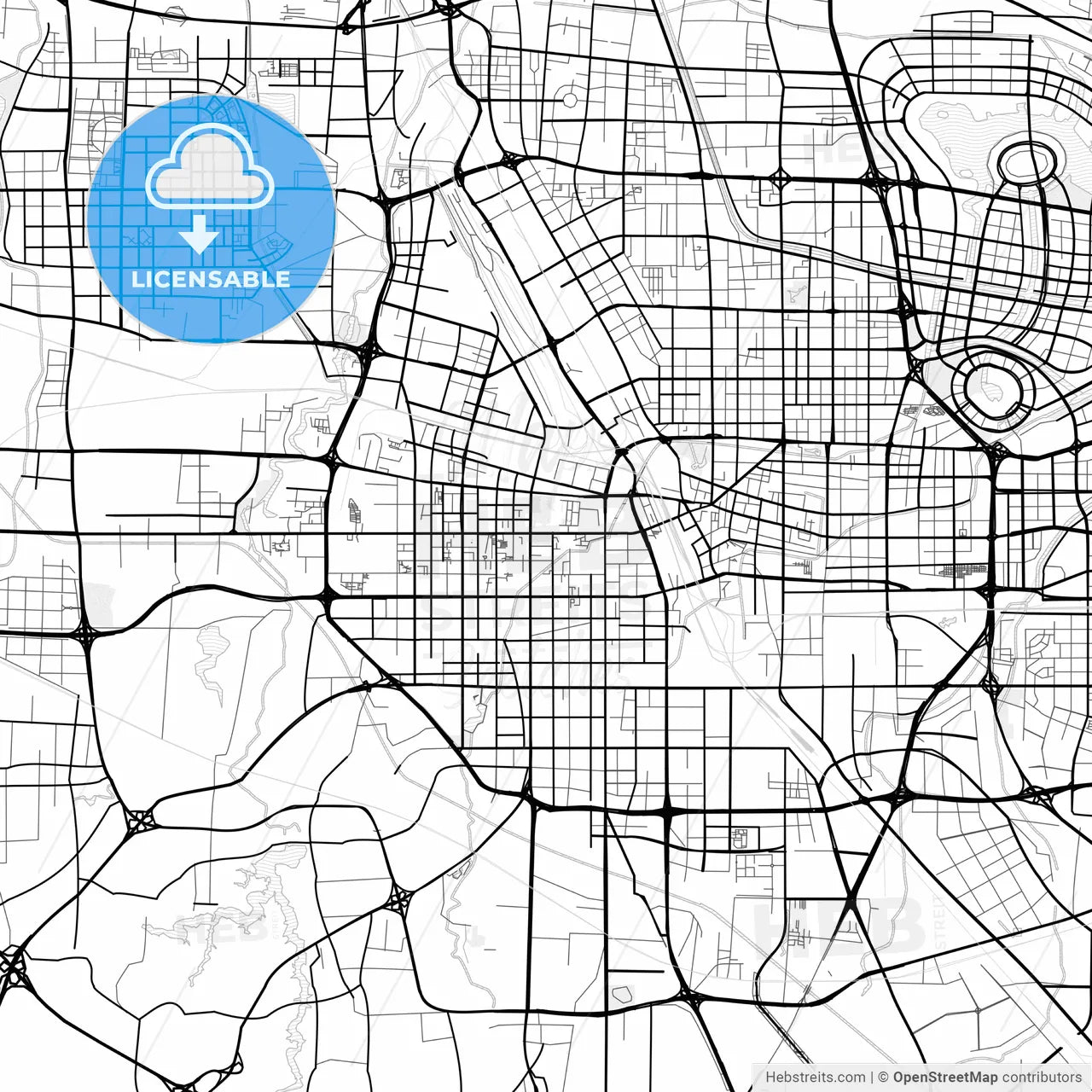 Vector PDF map of Zhengzhou, China