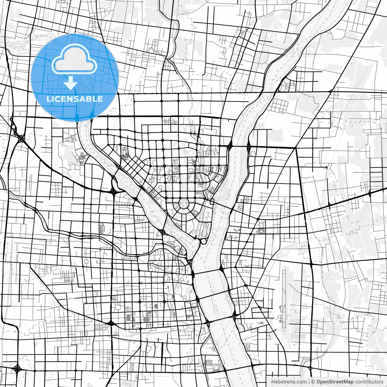 Vector PDF map of Linyi, China