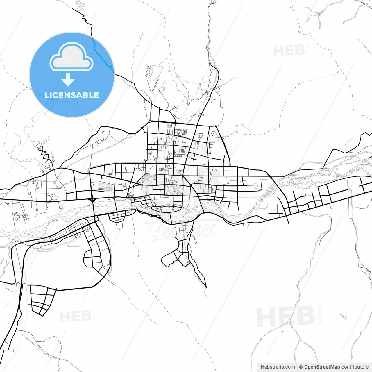 Vector PDF map of Lhasa, China