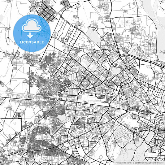 Vector PDF map of Delhi, India