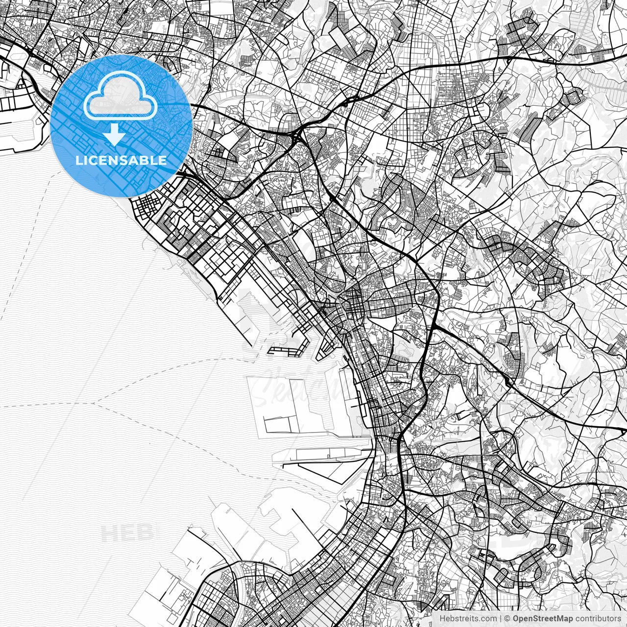Vector PDF map of Chiba, Japan