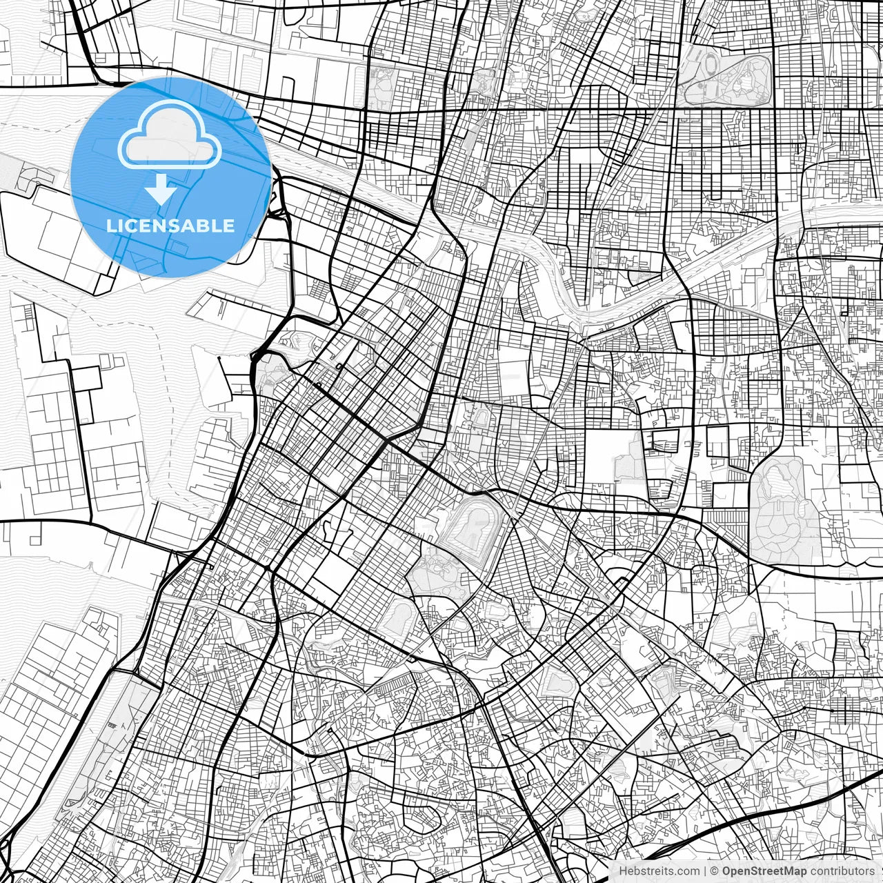 Vector PDF map of Sakai, Japan