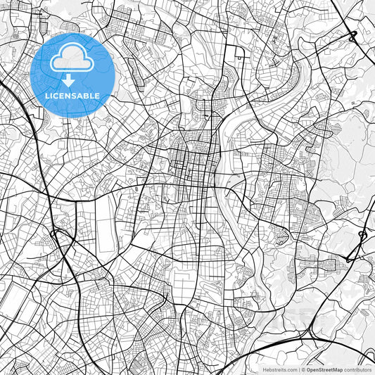Vector PDF map of Toyota, Japan
