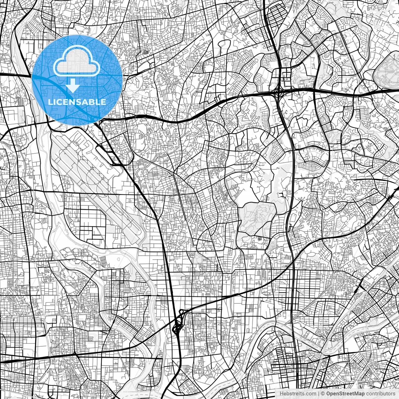 Vector PDF map of Toyonaka, Japan