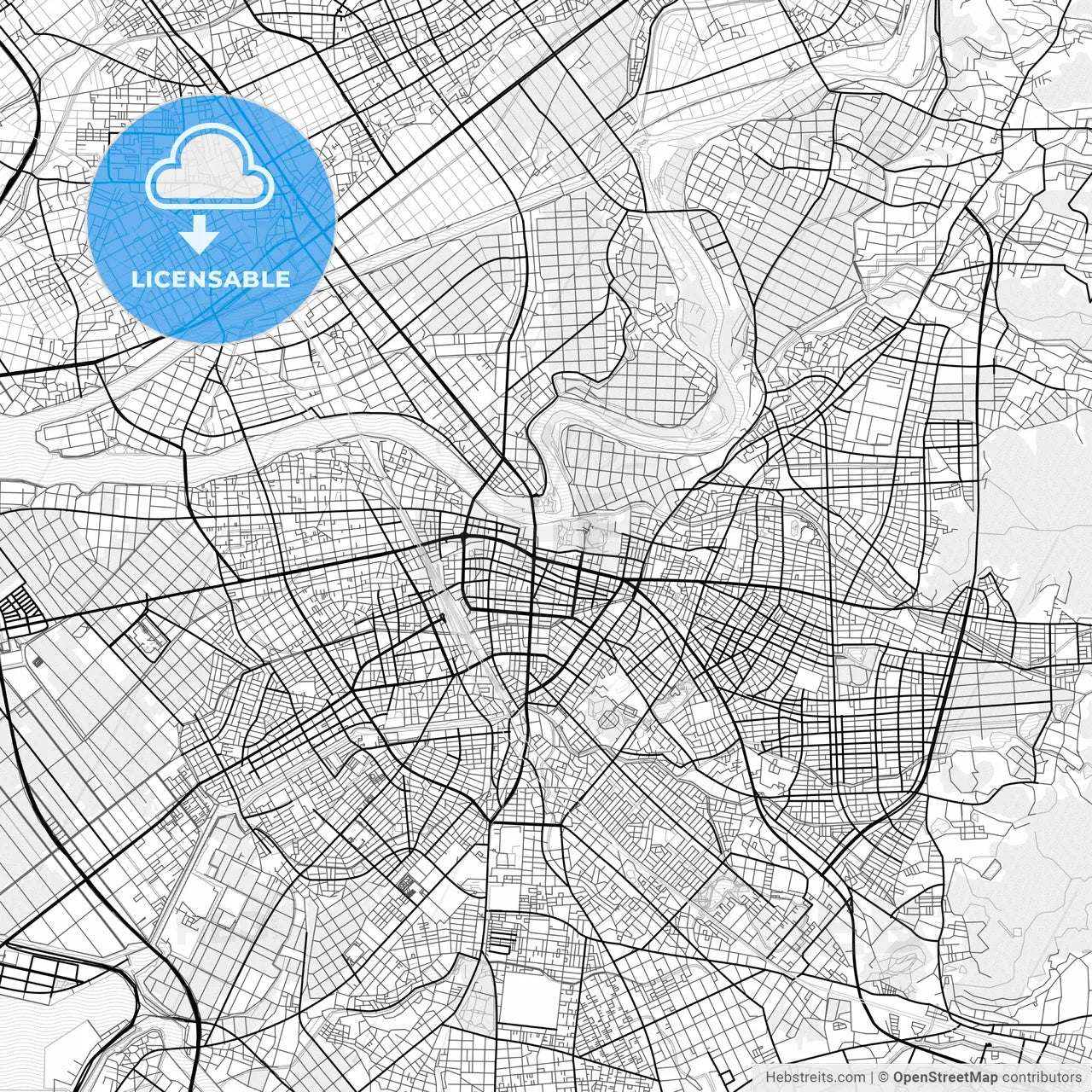 Vector PDF map of Toyohashi, Japan