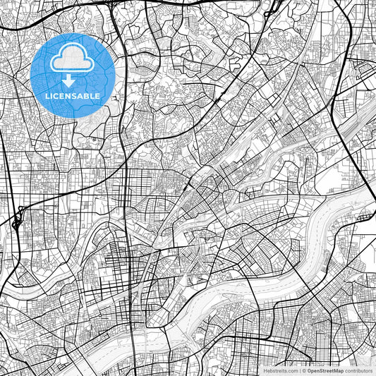Vector PDF map of Suita, Japan