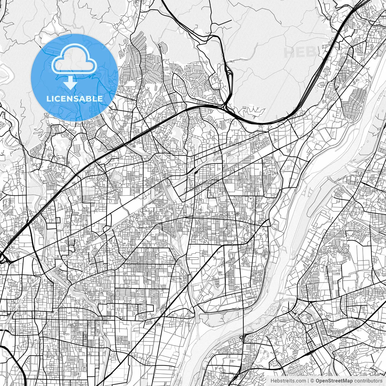 Vector PDF map of Takatsuki, Japan