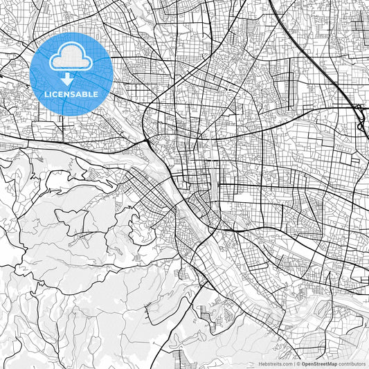 Vector PDF map of Takasaki, Japan