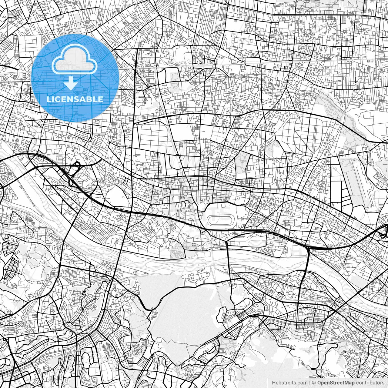 Vector PDF map of Fuchū, Japan
