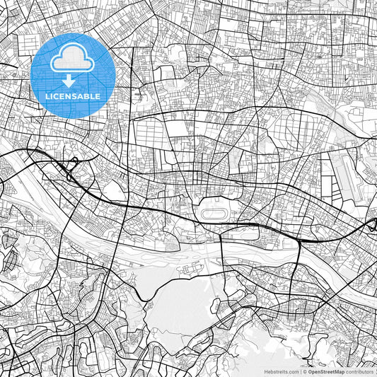 Vector PDF map of Fuchū, Japan