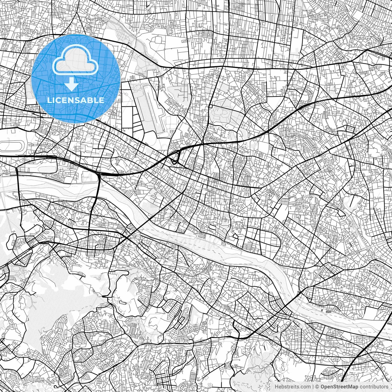Vector PDF map of Chōfu, Japan