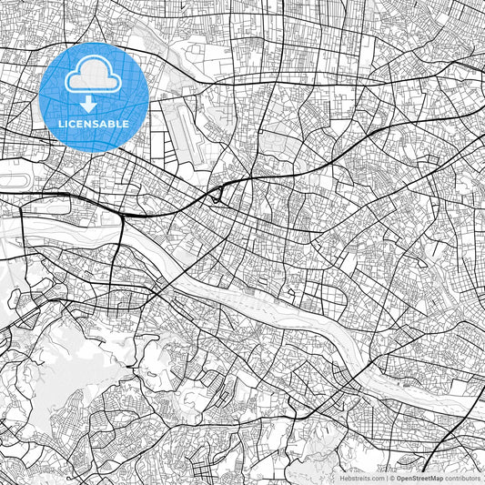 Vector PDF map of Chōfu, Japan