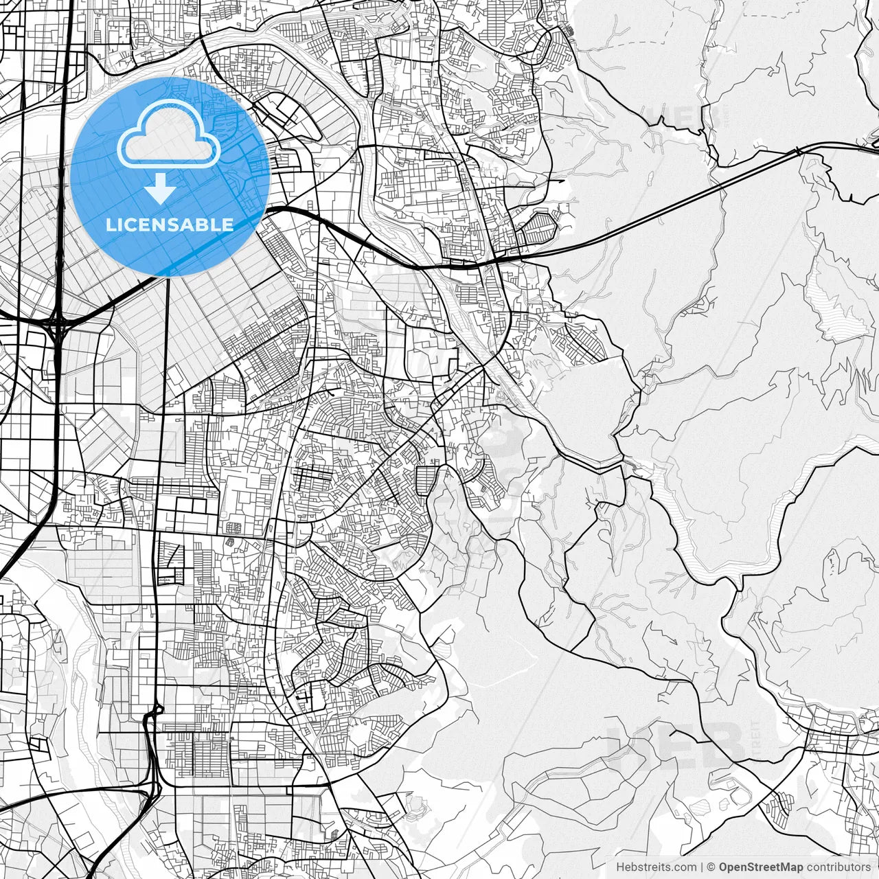 Vector PDF map of Uji, Japan