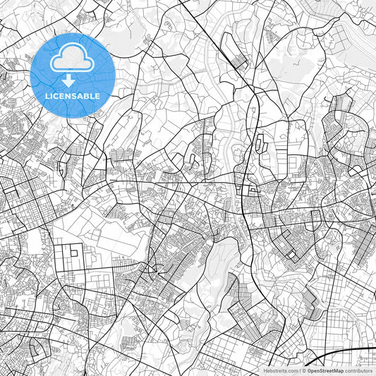 Vector PDF map of Yachiyo, Japan