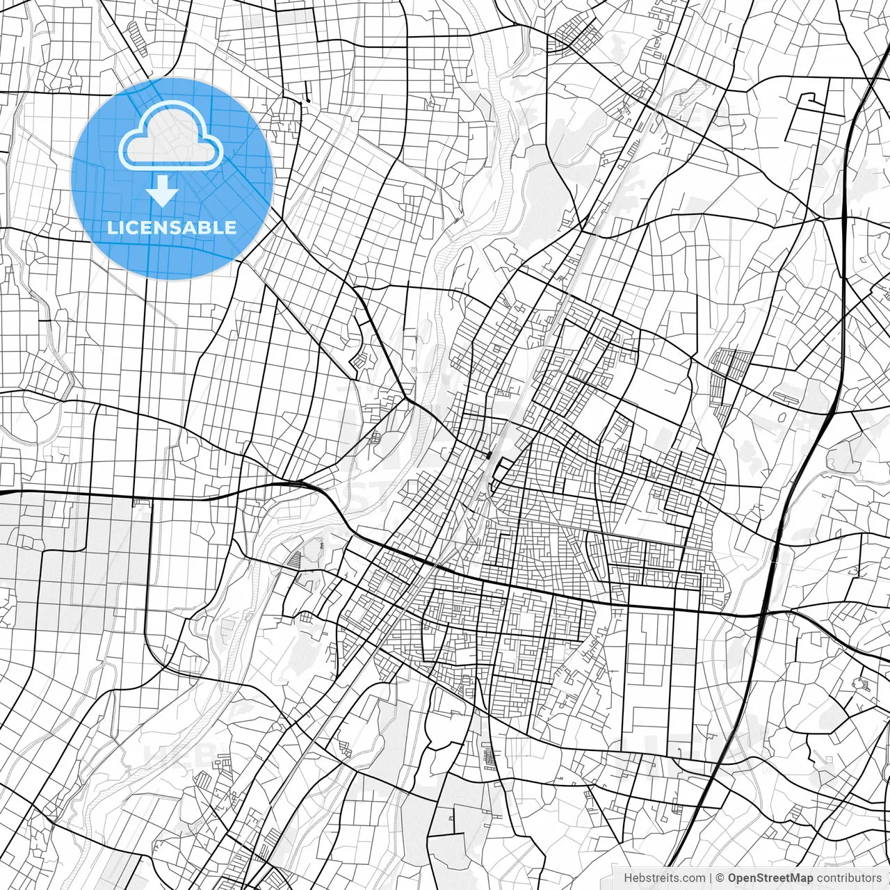 Vector PDF map of Oyama, Japan
