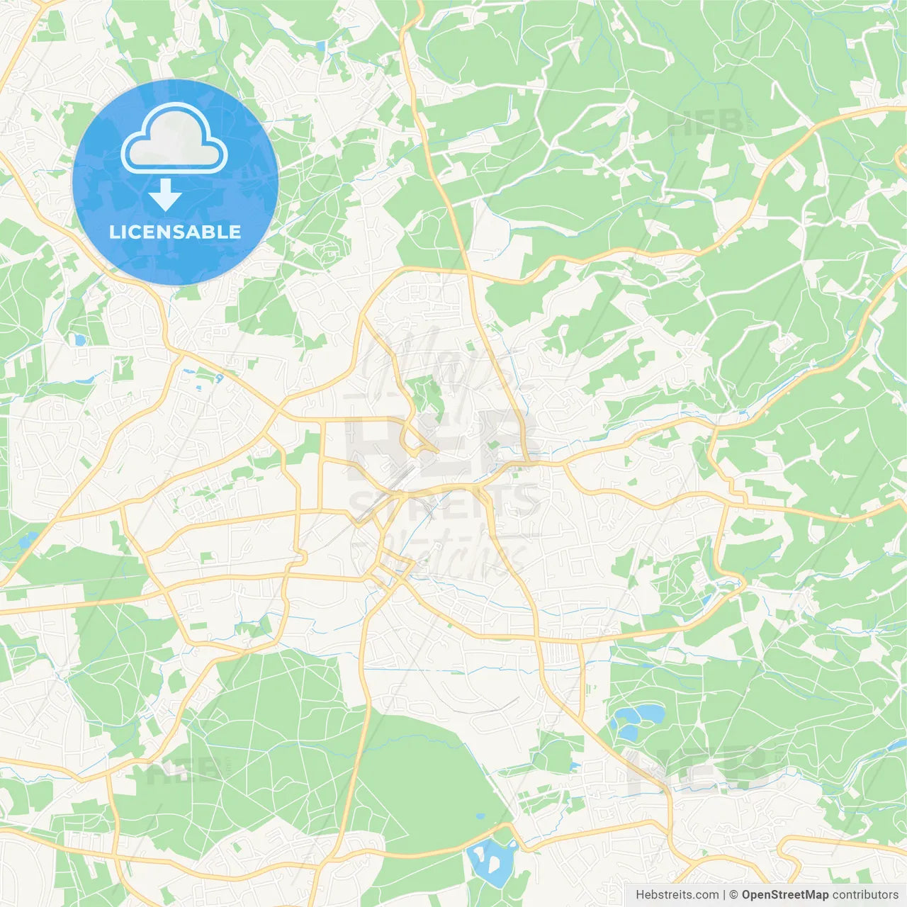 Bergisch Gladbach, Germany Vector Map - Classic Colors