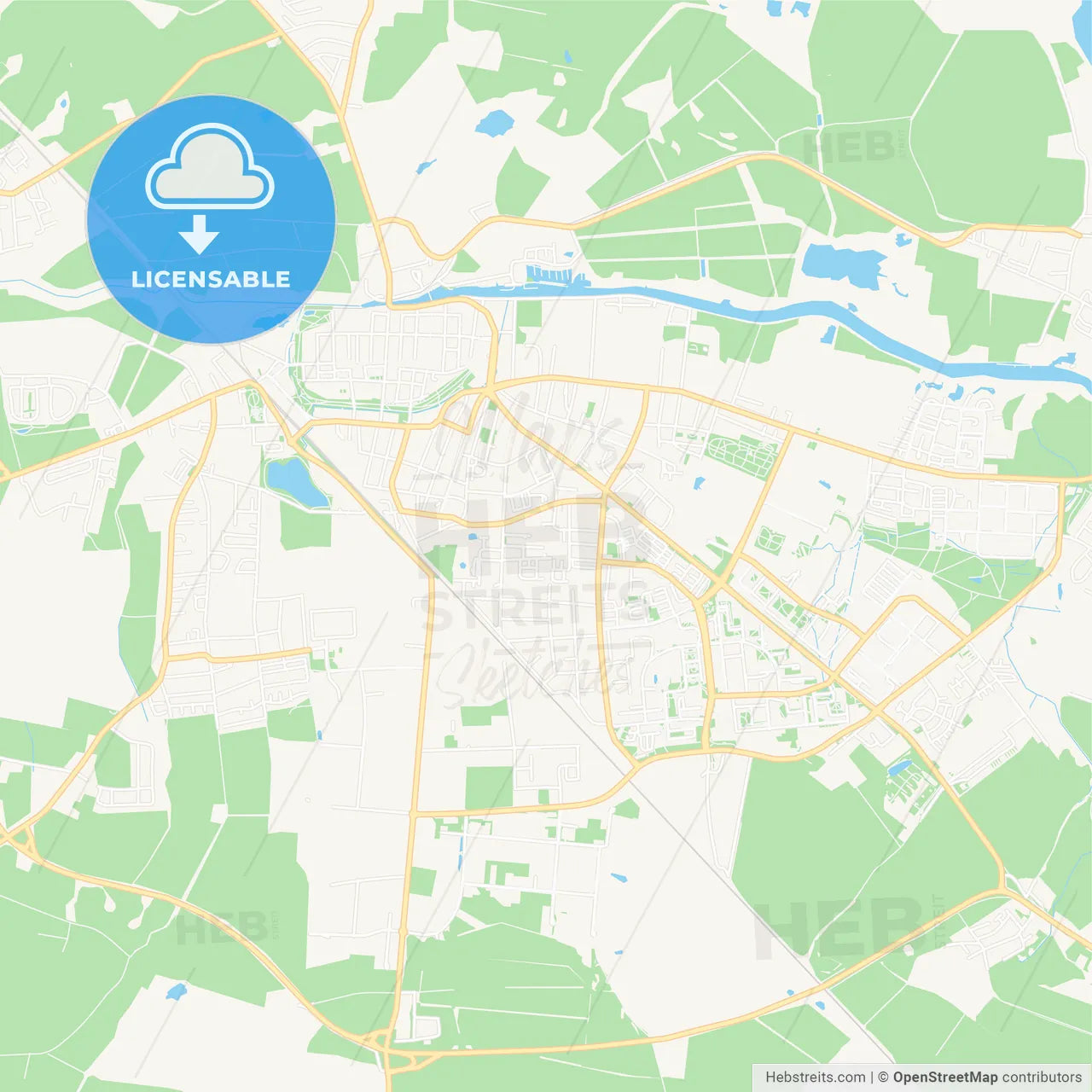 Greifswald, Germany Vector Map - Classic Colors