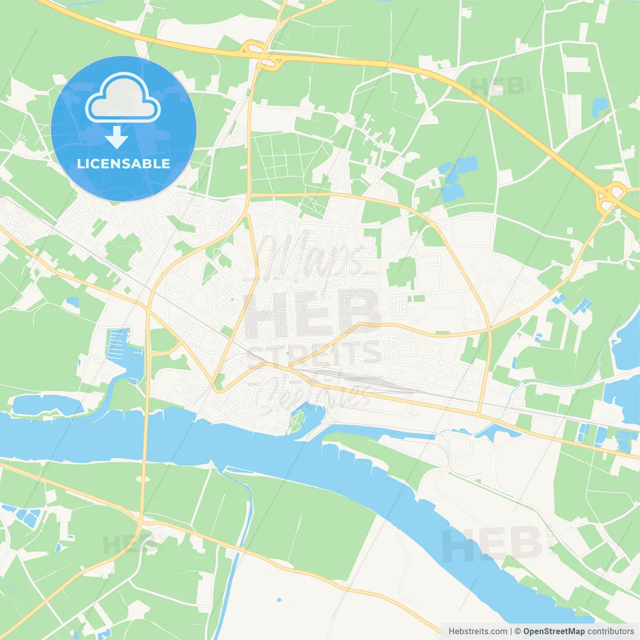 Emmerich am Rhein, Germany Vector Map - Classic Colors