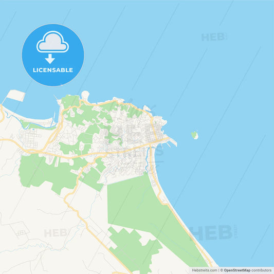 Empty vector map of Limón, Limón, Costa Rica