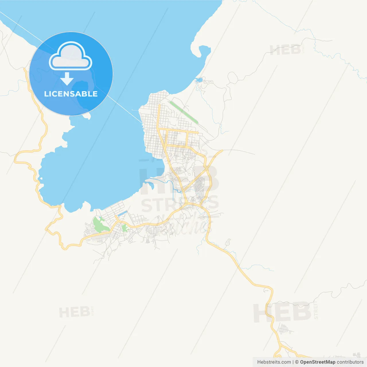 Empty vector map of Puerto Barrios, Izabal, Guatemala