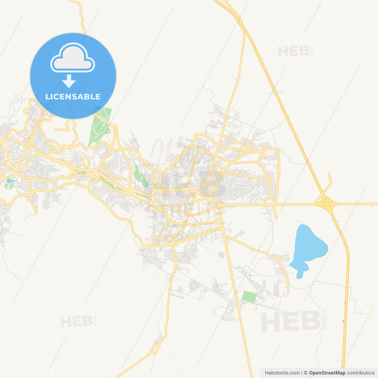 Empty vector map of Guadalupe, Zacatecas, Mexico