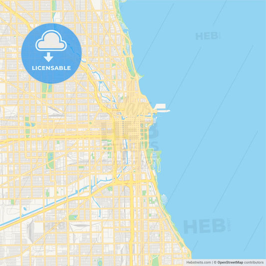 Empty vector map of Chicago, Illinois, USA