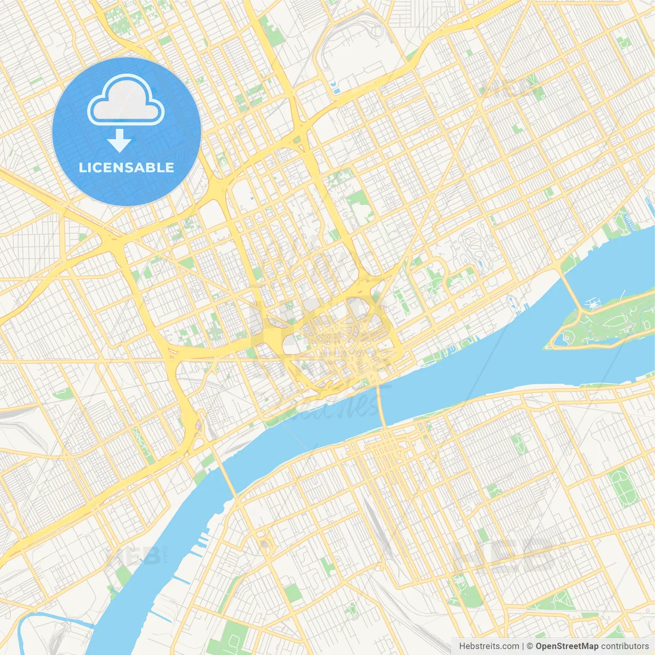 Empty vector map of Detroit, Michigan, USA