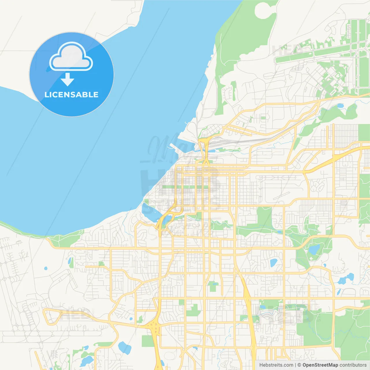 Empty vector map of Anchorage, Alaska, USA