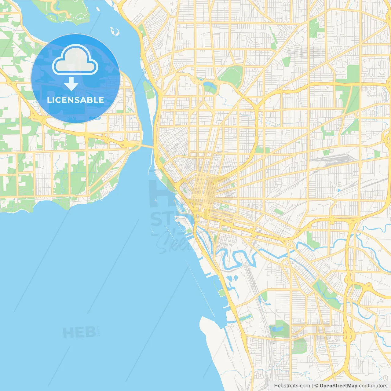 Empty vector map of Buffalo, New York, USA