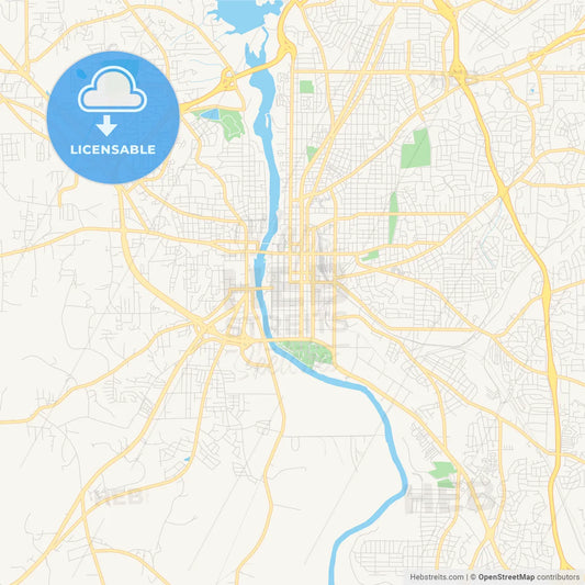 Empty vector map of Columbus, Georgia, USA