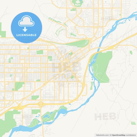 Empty vector map of Billings, Montana, USA