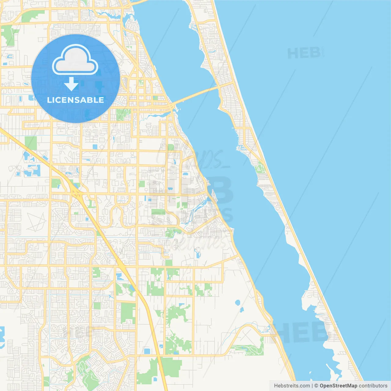 Empty vector map of Palm Bay, Florida, USA
