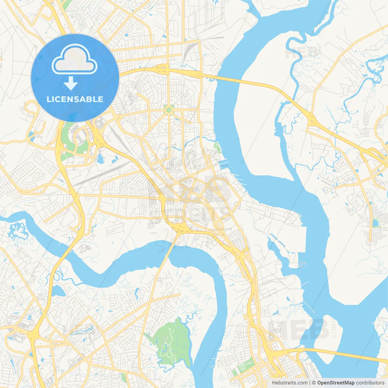 Empty vector map of North Charleston, South Carolina, USA