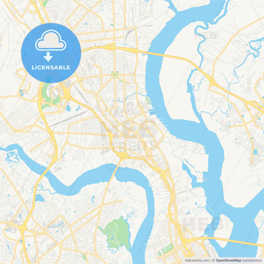 Empty vector map of North Charleston, South Carolina, USA