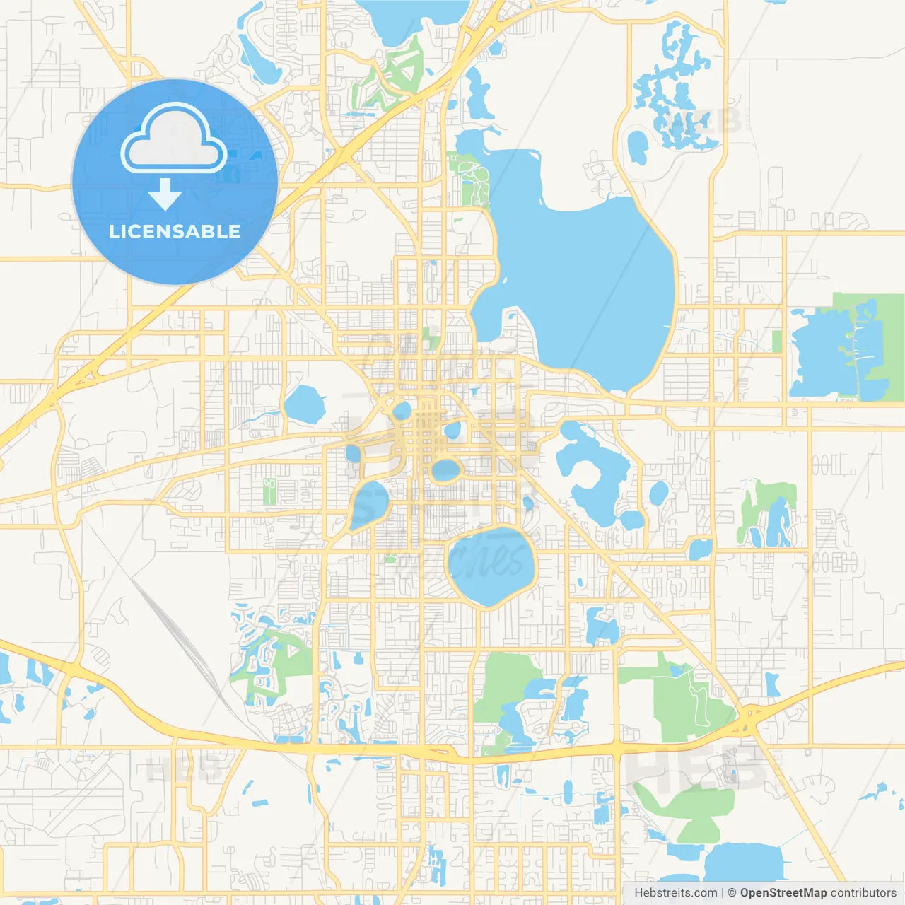 Empty vector map of Lakeland, Florida, USA