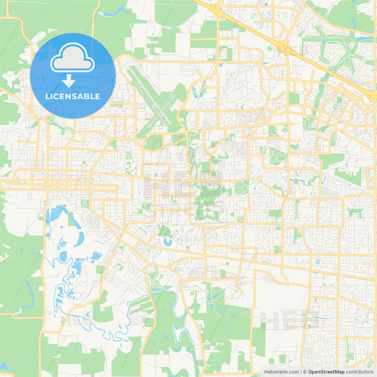 Empty vector map of Hillsboro, Oregon, USA