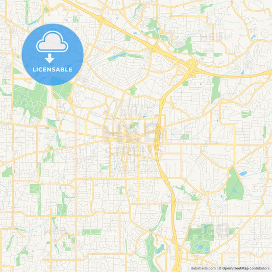 Empty vector map of Beaverton, Oregon, USA