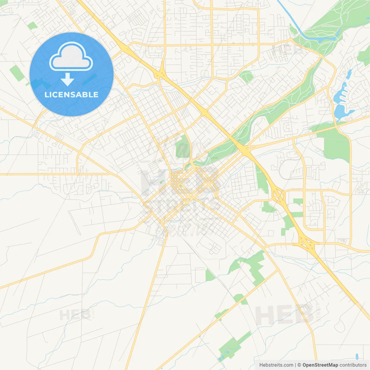 Empty vector map of Chico, California, USA