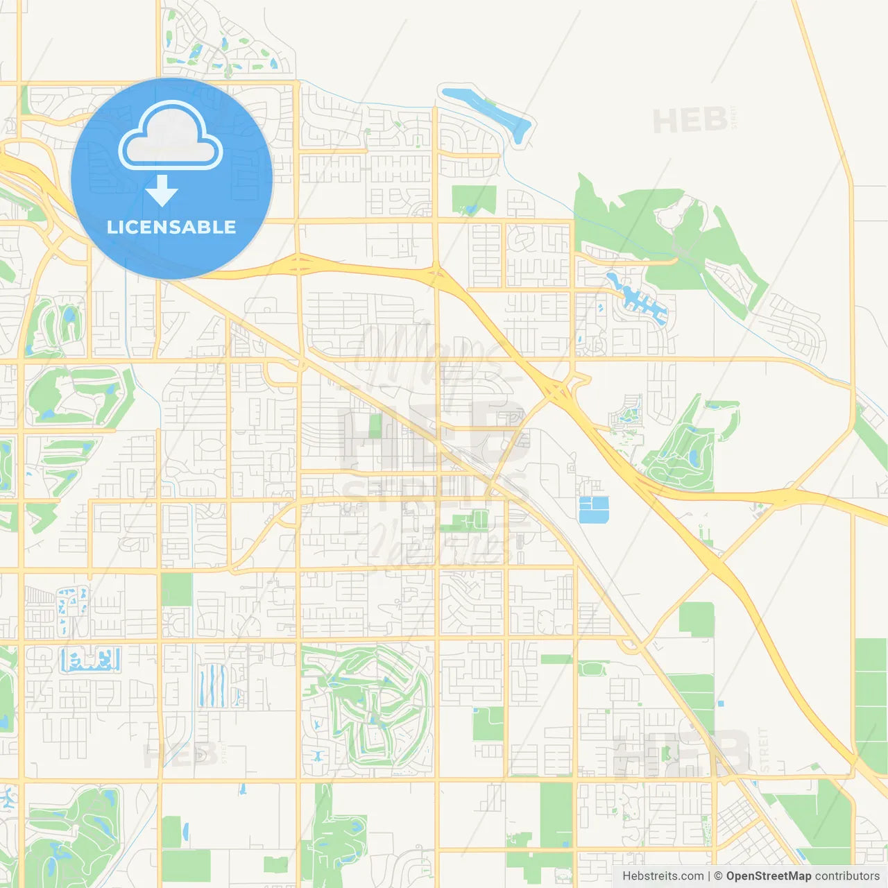 Empty vector map of Indio, California, USA