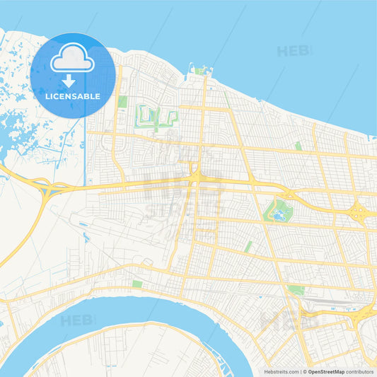 Empty vector map of Kenner, Louisiana, USA