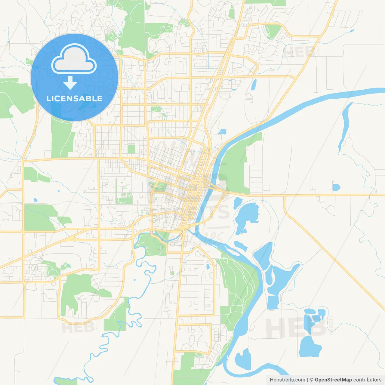 Empty vector map of Corvallis, Oregon, USA
