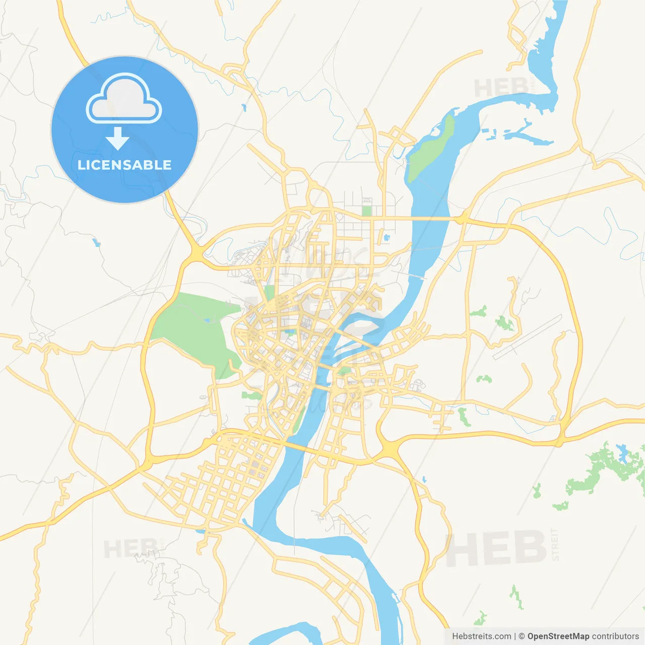 Printable street map of Nanchong, China
