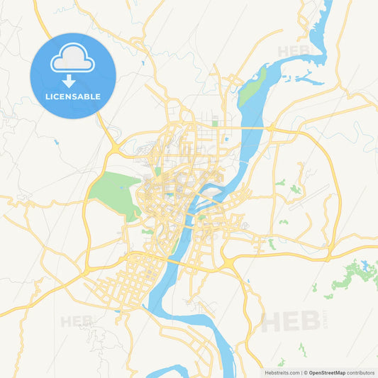 Printable street map of Nanchong, China