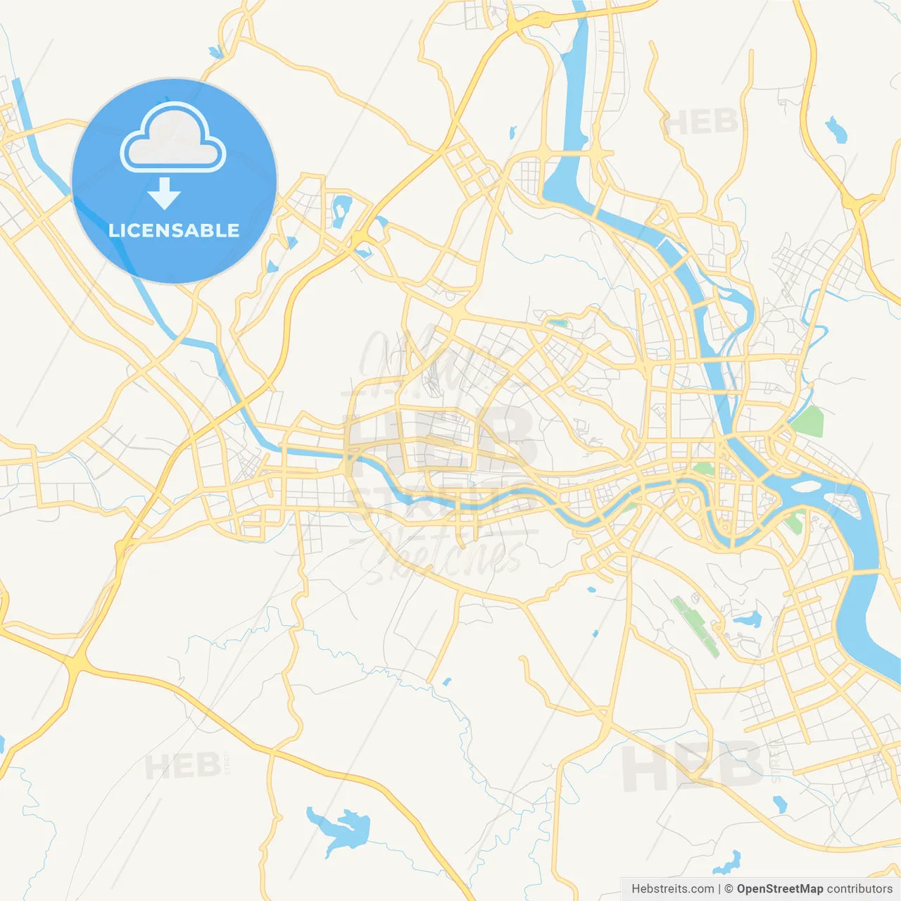 Printable street map of Mianyang, China