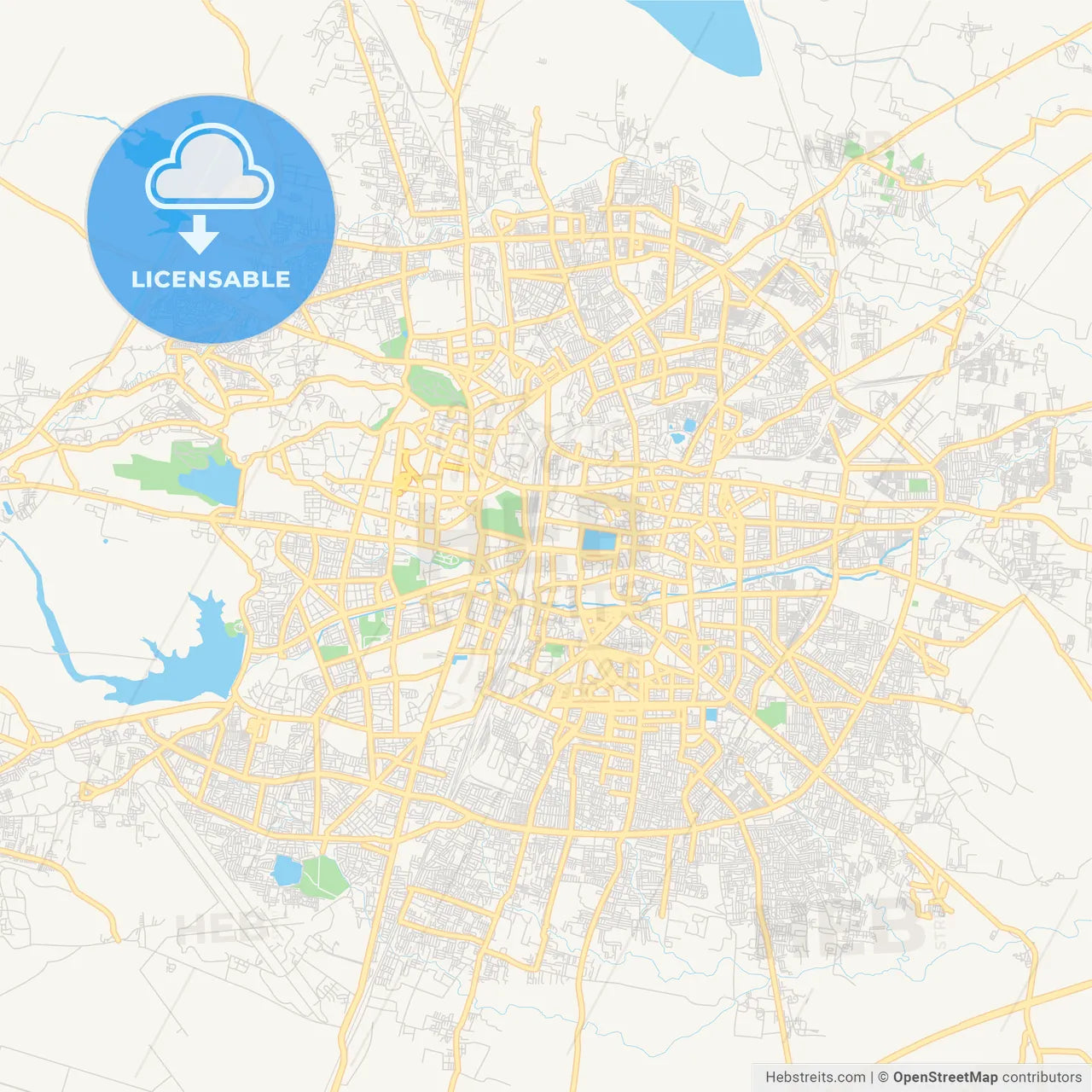 Printable street map of Nagpur, India